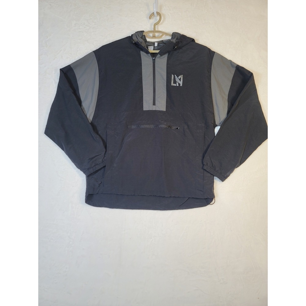 MLS LAFC Los Angeles FC Windbreaker Jacket Mens XL Black Grey Half Zip Anorak